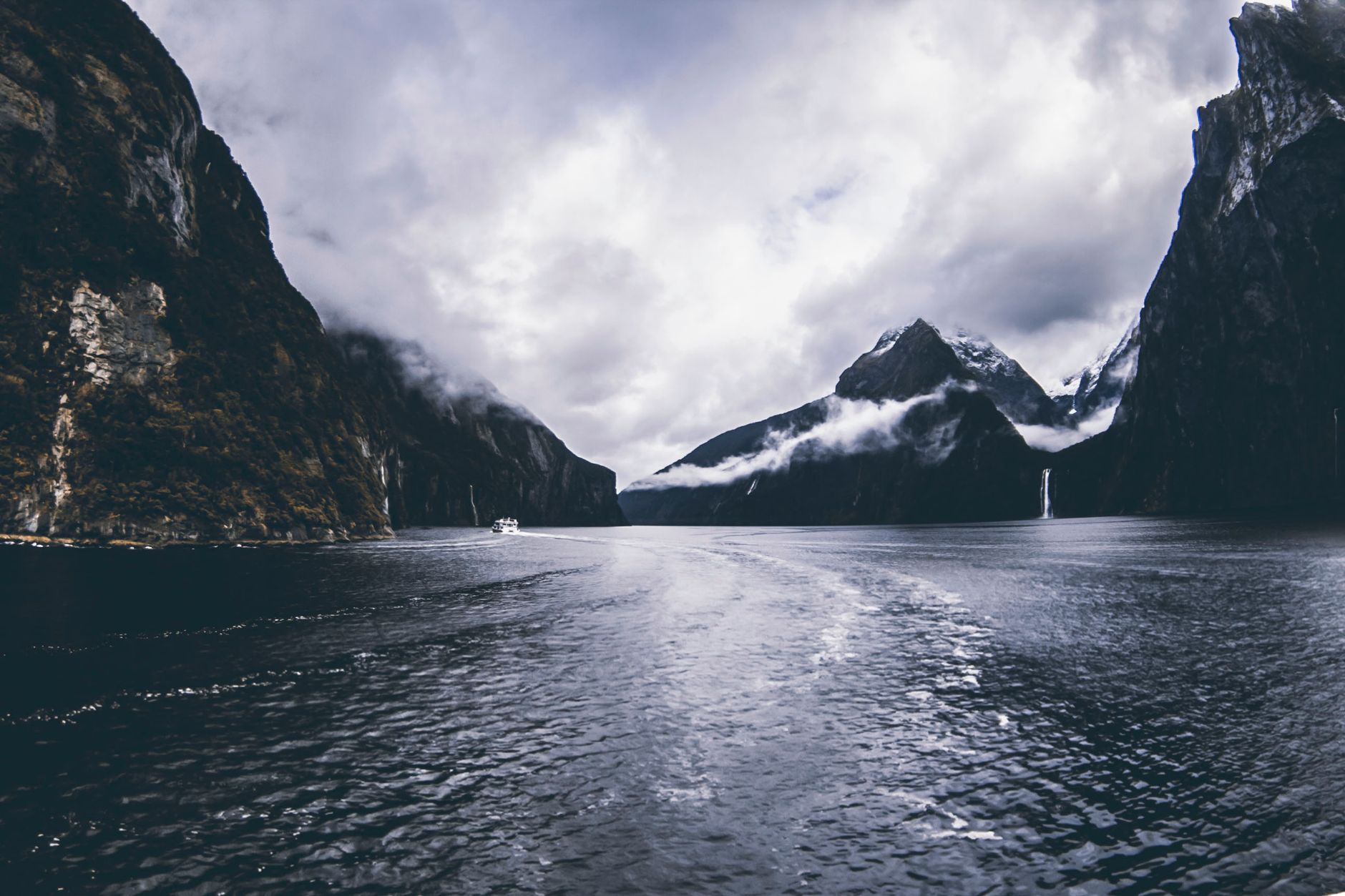 View over alpine glacial valley in New Zealand
